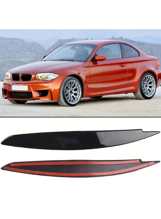 أغطية جفون المصابيح الأمامية من الكربون اللامع الأسود ABS لسيارات BMW سلسلة 1 طرازات E87 وE88 وE81 وE82 من عام 2008 إلى 2013 - Image 3